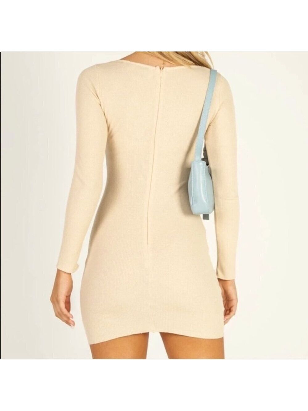 ** NEW Princess Polly Millie Micro Waffle Milk Maid Mini Dress in Beige Size XS - Picture 2 of 9